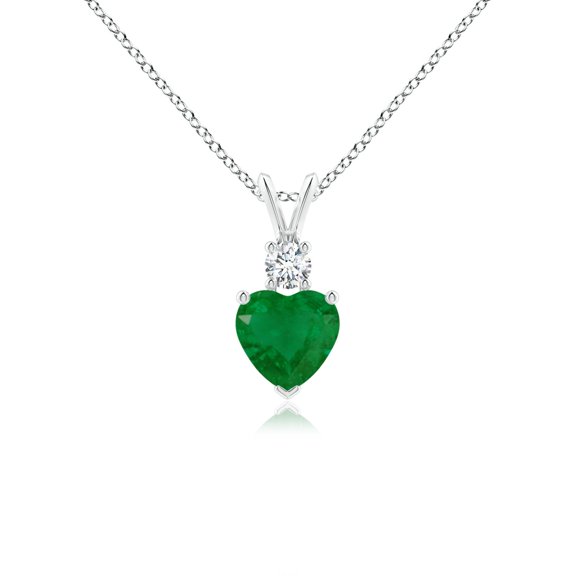 ANGARA Natural Heart-Shaped Emerald Rabbit Ear Bale Pendant in Platinum for Women (Size-6mm) | May Birthstone, Birthday, Anniversary, Jewelry Gift for Women | Natural Emerald Necklace