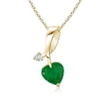 thumbnail image 1 of ANGARA Natural Heart-Shaped Emerald Ribbon Pendant with Diamond in 14K Yellow Gold for Women (Size-5mm) | May Birthstone, Birthday, Anniversary, Jewelry Gift for Women | Natural Emerald Necklace, 1 of 9