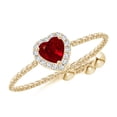 thumbnail image 1 of ANGARA Natural Heart-Shaped Ruby Bolo Ring with Diamond Halo in 14K Yellow Gold for Women (Size-4mm) | July Birthstone Jewelry for Her, 1 of 9
