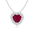 thumbnail image 1 of ANGARA Natural Heart-Shaped Ruby Pendant with Diamond Halo in 14K White Gold for Women (Size-5mm) | July Birthstone, Birthday, Anniversary, Jewelry Gift for Women | Natural Ruby Necklace, 1 of 9