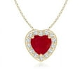 thumbnail image 1 of ANGARA Natural Heart-Shaped Ruby Pendant with Diamond Halo in 14K Yellow Gold for Women (Size-5mm) | July Birthstone, Birthday, Anniversary, Jewelry Gift for Women | Natural Ruby Necklace, 1 of 8