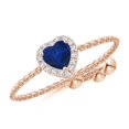 thumbnail image 1 of ANGARA Natural Heart-Shaped Sapphire Bolo Ring with Diamond Halo in 14K Rose Gold for Women (Size-4mm) | September Birthstone, Anniversary, Jewelry Gift for Women | Natural Blue Sapphire Ring, 1 of 8