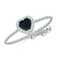 thumbnail image 1 of ANGARA Natural Heart-Shaped Sapphire Bolo Ring with Diamond Halo in 14K White Gold for Women (Size-4mm) | September Birthstone, Anniversary, Jewelry Gift for Women | Natural Blue Sapphire Ring, 1 of 8