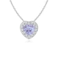 thumbnail image 1 of ANGARA Natural Heart-Shaped Tanzanite Pendant with Diamond Halo in 14K White Gold for Women (Size-4mm) | December Birthstone, Anniversary, Jewelry Gift for Women | Natural Tanzanite Necklace, 1 of 8