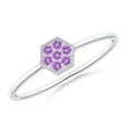 thumbnail image 1 of ANGARA Natural Hexagon-Shaped Amethyst Cluster Ring with Milgrain in 14K White Gold for Women (Size-1.5mm) | February Birthstone, Birthday, Anniversary, Jewelry Gift for Women | Natural Amethyst Ring, 1 of 9