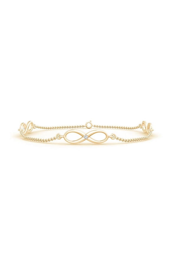 Natural Infinity Station Bracelet with Gypsy Diamonds in 14K Yellow Gold for Women (Size-1.5mm| Color-G| Clarity-VS2) | Anniversary, Jewelry Gift for Women | Natural Diamond Bracelet