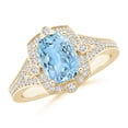 thumbnail image 1 of ANGARA Natural Inspired Cushion 1.2 ct Aquamarine Ring with Diamond Halo in 14K Yellow Gold for Women (Size-8x6mm) | March Birthstone, Anniversary, Jewelry Gift for Women | Natural Aquamarine Ring, 1 of 6