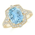 thumbnail image 1 of ANGARA Natural Inspired Cushion 2.45 ct Aquamarine Ring with Diamond Halo in 14K Yellow Gold for Women (Size-10x8mm) | March Birthstone, Anniversary, Jewelry Gift for Women | Natural Aquamarine Ring, 1 of 8