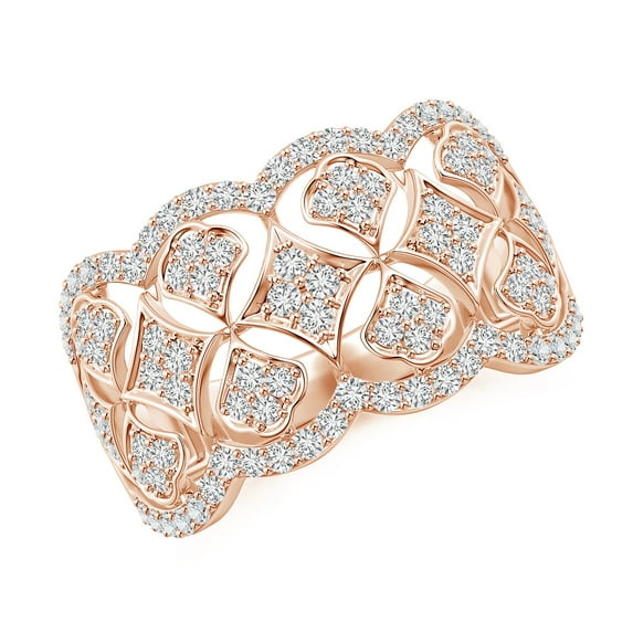 ANGARA Natural Inspired Diamond Garl& Anniversary Ring in 14K Rose Gold for Women (Size-1.3mm| Color-H| Clarity-SI2) | April Birthstone, Anniversary, Jewelry Gift for Women | Natural Diamond Ring