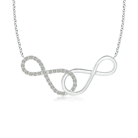 ANGARA Natural Interlocking Diamond Sideways Infinity Necklace in 14K White Gold for Women (Size-0.9mm| Color-K| Clarity-I3) | Anniversary, Jewelry Gift for Women | Natural Diamond Necklace