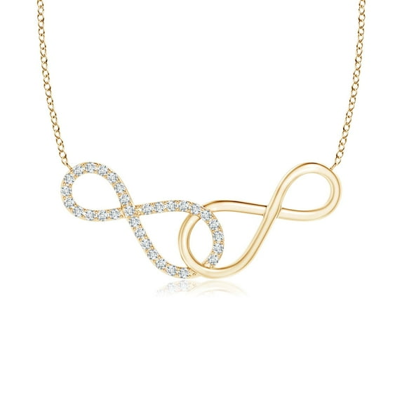 ANGARA Natural Interlocking Diamond Sideways Infinity Necklace in 14K Yellow Gold for Women (Size-0.9mm| Color-G| Clarity-VS2) | Anniversary, Jewelry Gift for Women | Natural Diamond Necklace
