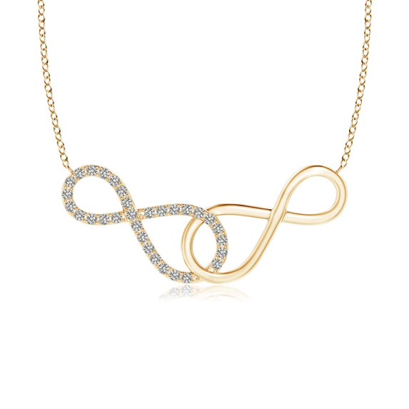ANGARA Natural Interlocking Diamond Sideways Infinity Necklace in 14K Yellow Gold for Women (Size-0.9mm| Color-K| Clarity-I3) | Anniversary, Jewelry Gift for Women | Natural Diamond Necklace