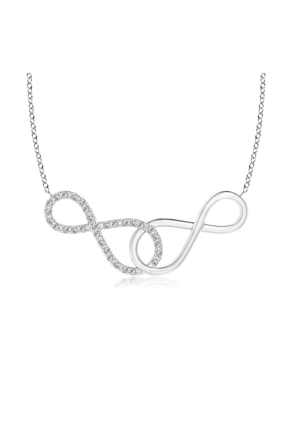 Natural Interlocking Diamond Sideways Infinity Necklace in 925 Sterling Silver for Women (Size-0.9mm| Color-I-J| Clarity-I1-I2) | Anniversary, Jewelry Gift for Women | Natural Diamond Necklace