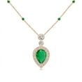 thumbnail image 1 of ANGARA Natural Inverted Pear Emerald Necklace with Diamonds in 14K Rose Gold for Women (Size-7x5mm) | May Birthstone, Birthday, Anniversary, Jewelry Gift for Women | Natural Emerald Necklace, 1 of 8