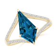 thumbnail image 1 of ANGARA Natural 4.2 ct London Blue Topaz Ring with Diamonds in 14K Yellow Gold for Women (Size-14x7mm) | November Birthstone, Anniversary, Jewelry Gift for Women | Natural London Blue Topaz Ring, 1 of 9