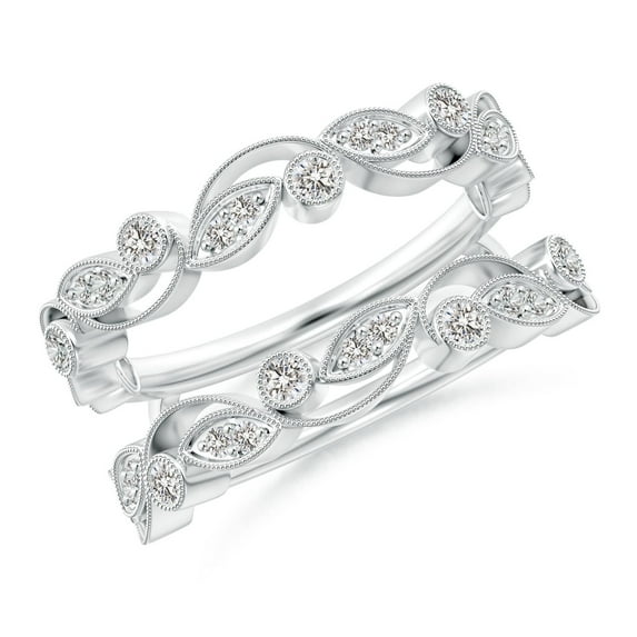ANGARA Natural Leaf Motif Diamond Ring Wrap in 14K White Gold for Women (Size-1.5mm| Color-I-J| Clarity-I1-I2) | April Birthstone, Birthday, Anniversary, Jewelry Gift for Women | Natural Diamond Ring