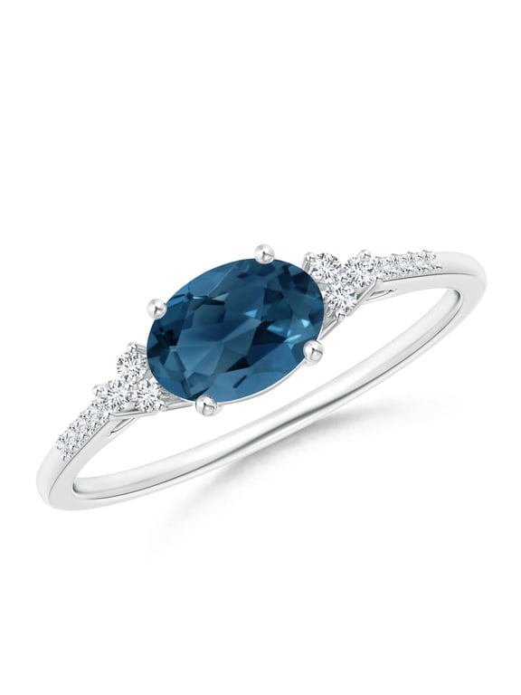 Natural London Blue Topaz Classic Ring for Women, Girls in Silver Ring Size-7 (Stone Grade: Better-AA, Size-7x5mm) December Birthstone Jewelry Gift for Her Birthday, Engagement, Wedding