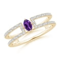 thumbnail image 1 of ANGARA Natural Marquise Amethyst Parallel Split Shank Ring with Accents in 14K Yellow Gold for Women (Size-5x2.5mm) | February Birthstone, Anniversary, Jewelry Gift for Women | Natural Amethyst Ring, 1 of 8