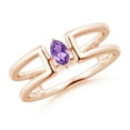 thumbnail image 1 of ANGARA Natural Marquise Amethyst Solitaire Parallel Split Shank Ring in 14K Rose Gold for Women (Size-5x2.5mm) | February Birthstone, Anniversary, Jewelry Gift for Women | Natural Amethyst Ring, 1 of 9