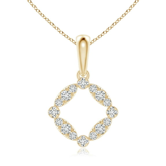 ANGARA Natural Marquise and Dot Diamond Circle Pendant in 14K Yellow Gold for Women (Size-2mm| Color-H| Clarity-SI2) | April Birthstone, Anniversary, Jewelry Gift for Women | Natural Diamond Necklace
