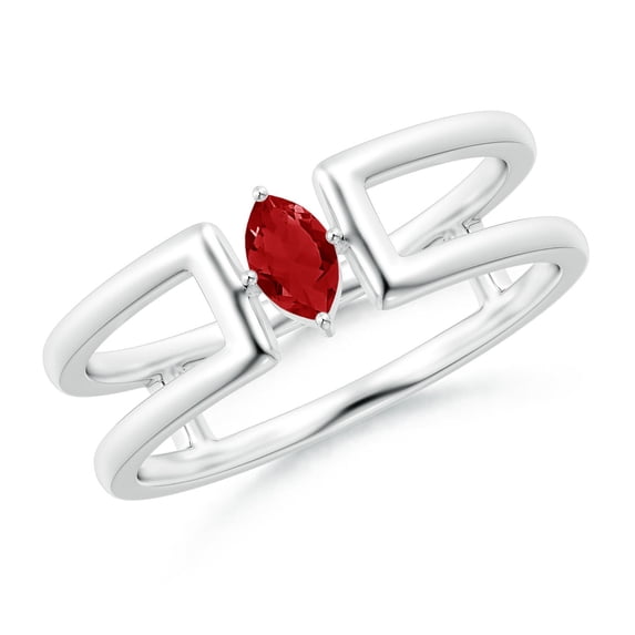 ANGARA Natural Marquise Ruby Solitaire Parallel Split Shank Ring in 14K White Gold for Women (Size-5x2.5mm) | July Birthstone Jewelry for Her | Natural Ruby Rings