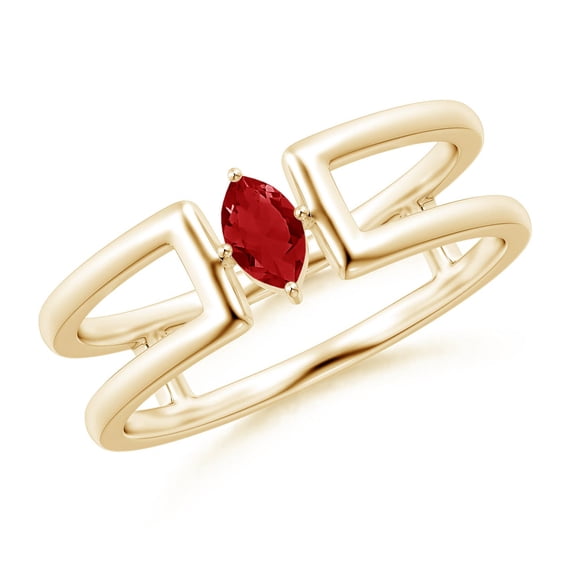 ANGARA Natural Marquise Ruby Solitaire Parallel Split Shank Ring in 14K Yellow Gold for Women (Size-5x2.5mm) | July Birthstone Jewelry for Her | Natural Ruby Rings