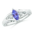 thumbnail image 1 of ANGARA Natural Marquise Tanzanite Split Shank Ring with Diamonds in 14K White Gold for Women (Size-8x4mm) | December Birthstone, Birthday, Anniversary, Jewelry Gift for Women | Natural Tanzanite Ring, 1 of 8