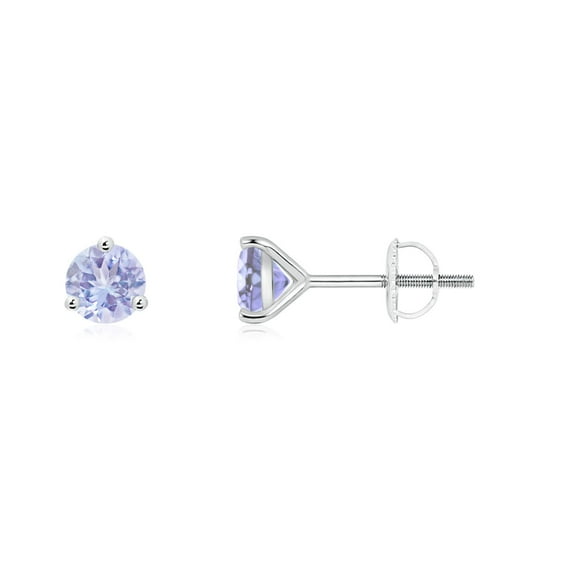 ANGARA Natural Martini-Set Round Tanzanite Stud Earrings in 14K White Gold for Women (Size-4mm) | December Birthstone, Birthday, Anniversary, Jewelry Gift for Women | Natural Tanzanite Earrings