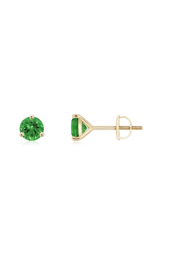 Natural Martini-Set Round Tsavorite Stud Earrings in 14K Yellow Gold for Women | Birthday, Anniversary, Jewelry Gift for Women | Natural Tsavorite Earrings