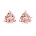 thumbnail image 1 of ANGARA Natural Martini-Set Trillion 1.2 ct Morganite Stud Earrings in 14K Rose Gold for Women | Birthday, Anniversary, Jewelry Gift for Women | Natural Morganite Earrings, 1 of 8