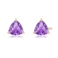 thumbnail image 1 of ANGARA Natural Martini-Set Trillion Amethyst Stud Earrings in 14K Rose Gold for Women (Size-5mm) | February Birthstone, Birthday, Anniversary, Jewelry Gift for Women | Natural Amethyst Earrings, 1 of 7