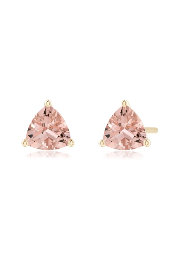 Natural Martini-Set Trillion Morganite Stud Earrings in 14K Yellow Gold for Women | Birthday, Anniversary, Jewelry Gift for Women | Natural Morganite Earrings