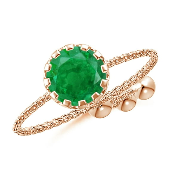 ANGARA Natural Multi Prong-Set Emerald Solitaire Bolo Ring in 14K Rose Gold for Women (Size-6mm) | May Birthstone, Birthday, Anniversary, Jewelry Gift for Women | Natural Emerald Ring