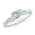 thumbnail image 1 of ANGARA Natural Nature Inspired Aquamarine & Diamond Twisted Vine Ring in 14K White Gold for Women (Size-5mm) | March Birthstone, Anniversary, Jewelry Gift for Women | Natural Aquamarine Ring, 1 of 10