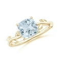 thumbnail image 1 of ANGARA Natural Nature Inspired Cushion 1.4 ct Aquamarine Ring in 14K Yellow Gold for Women (Size-7mm) | March Birthstone, Birthday, Anniversary, Jewelry Gift for Women | Natural Aquamarine Ring, 1 of 9