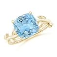 thumbnail image 1 of ANGARA Natural Nature Inspired Cushion 2.7 ct Aquamarine Ring in 14K Yellow Gold for Women (Size-9mm) | March Birthstone, Birthday, Anniversary, Jewelry Gift for Women | Natural Aquamarine Ring, 1 of 10