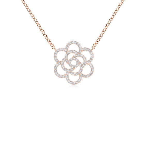 ANGARA Natural Nature Inspired Diamond Flower Pendant in 14K Rose Gold for Women (Size-0.9mm| Color-G| Clarity-VS2) | April Birthstone, Anniversary, Jewelry Gift for Women | Natural Diamond Necklace