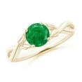 thumbnail image 1 of ANGARA Natural Nature Inspired Emerald Crossover Engagement Ring with Leaf Motifs in 14K Yellow Gold for Women (Size-6mm) | May Birthstone, Anniversary, Jewelry Gift for Women | Natural Emerald Ring, 1 of 10