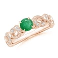 thumbnail image 1 of ANGARA Natural Nature Inspired Emerald & Diamond Filigree Ring in 14K Rose Gold for Women (Size-5mm) | May Birthstone, Birthday, Anniversary, Jewelry Gift for Women | Natural Emerald Ring, 1 of 10