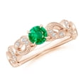 thumbnail image 1 of ANGARA Natural Nature Inspired Emerald & Diamond Filigree Ring in 14K Rose Gold for Women (Size-5mm) | May Birthstone, Birthday, Anniversary, Jewelry Gift for Women | Natural Emerald Ring, 1 of 10