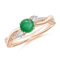 thumbnail image 1 of ANGARA Natural Nature Inspired Emerald & Diamond Twisted Vine Engagement Ring in 14K Rose Gold for Women (Size-5mm) | May Birthstone, Anniversary, Jewelry Gift for Women | Natural Emerald Ring, 1 of 10