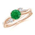 thumbnail image 1 of ANGARA Natural Nature Inspired Emerald & Diamond Twisted Vine Engagement Ring in 14K Rose Gold for Women (Size-6mm) | May Birthstone, Anniversary, Jewelry Gift for Women | Natural Emerald Ring, 1 of 9