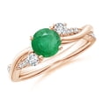 thumbnail image 1 of ANGARA Natural Nature Inspired Emerald & Diamond Twisted Vine Engagement Ring in 14K Rose Gold for Women (Size-6mm) | May Birthstone, Anniversary, Jewelry Gift for Women | Natural Emerald Ring, 1 of 10
