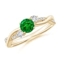thumbnail image 1 of ANGARA Natural Nature Inspired Emerald & Diamond Twisted Vine Engagement Ring in 14K Yellow Gold for Women (Size-5mm) | May Birthstone, Anniversary, Jewelry Gift for Women | Natural Emerald Ring, 1 of 9