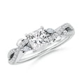 thumbnail image 1 of ANGARA Natural Nature-Inspired Princess-Cut & Diamond Engagement Ring in 14K White Gold for Women (Size-5mm| Color-H| Clarity-SI2) | Anniversary, Jewelry Gift for Women | Natural Diamond Ring, 1 of 8