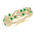 thumbnail image 1 of ANGARA Natural Nature Inspired Round Emerald & Diamond Vine Ring in 14K Yellow Gold for Women (Size-1.5mm) | May Birthstone, Birthday, Anniversary, Jewelry Gift for Women | Natural Emerald Ring, 1 of 11