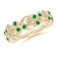 thumbnail image 1 of ANGARA Natural Nature Inspired Round Emerald & Diamond Vine Ring in 14K Yellow Gold for Women (Size-1.8mm) | May Birthstone, Birthday, Anniversary, Jewelry Gift for Women | Natural Emerald Ring, 1 of 11