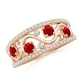 thumbnail image 1 of ANGARA Natural Nature Inspired Round Ruby & Diamond Filigree Ring in 14K Rose Gold for Women (Size-3mm) | July Birthstone, Birthday, Anniversary, Jewelry Gift for Women | Natural Ruby Ring, 1 of 8