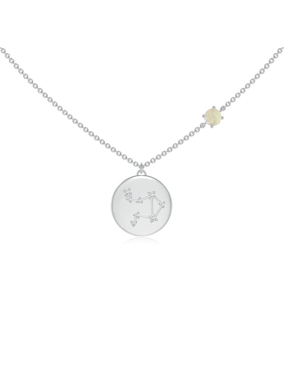Natural Opal Necklace for Women in Sterling Silver - Opal Libra Constellation Medallion Pendant Necklace, October Birthstone Jewelry
