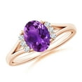 thumbnail image 1 of ANGARA Natural Oval 1.15 ct Amethyst with Diamond Collar Solitaire Ring in 14K Rose Gold for Women (Size-8x6mm) | February Birthstone, Anniversary, Jewelry Gift for Women | Natural Amethyst Ring, 1 of 10